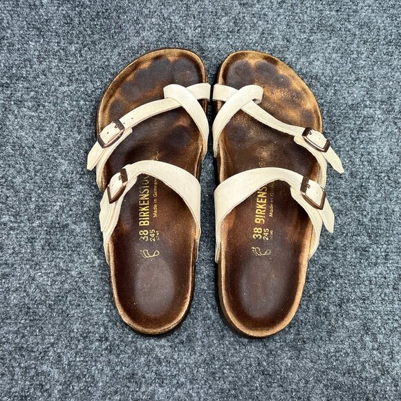 Birkenstock Mayari Sandals Womens Size 7 Cream Birko-Flor Buckle Strap Flip Flop - Picture 8 of 12